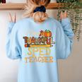 One Thankful Sped Teacher Cute Thanksgiving Women Women's Sweatshirt Back Print Light Blue
