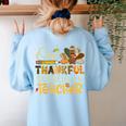 One Thankful Substitute Teacher Turkey Leopard Thanksgiving For Men Women Women's Sweatshirt Back Print Light Blue