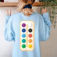 Paint Palette ArtSet Halloween Costume For Teachers Students For Men Women Kids Women's Sweatshirt Back Print Light Blue Paint Palette ArtSet Halloween Costume For Teachers Students For Men Women Kids Women's Sweatshirt Back Print Light Blue