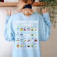 Hispanic Flags Alphabet Hearts Latin Heritage For Teacher Women's Sweatshirt Back Print Light Blue Hispanic Flags Alphabet Hearts Latin Heritage For Teacher Women's Sweatshirt Back Print Light Blue