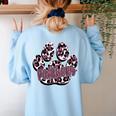 Panthers Paw Print Leopard Maroon Panther Pride Teacher Women's Sweatshirt Back Print Light Blue Panthers Paw Print Leopard Maroon Panther Pride Teacher Women's Sweatshirt Back Print Light Blue
