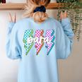 Para Squad Paraprofessional Teacher Lightning Bolt Women's Sweatshirt Back Print Light Blue Para Squad Paraprofessional Teacher Lightning Bolt Women's Sweatshirt Back Print Light Blue