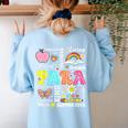 Paras Make It Possible Paraprofessional Paraeducator Teacher Women's Sweatshirt Back Print Light Blue