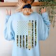 Patriotic Teacher American Flag Camouflage 4th Of July Camo Women's Sweatshirt Back Print Light Blue