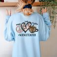 Peace Love Coffee Science Teacher Women's Sweatshirt Back Print Light Blue Peace Love Coffee Science Teacher Women's Sweatshirt Back Print Light Blue