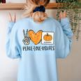 Peace Love Visuals Sped Teacher Pumpkin Skeleton Halloween Women's Sweatshirt Back Print Light Blue Peace Love Visuals Sped Teacher Pumpkin Skeleton Halloween Women's Sweatshirt Back Print Light Blue