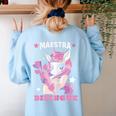 Pink Unicorn Spanish Teacher Regalos Para Bilingue Teacher Women's Sweatshirt Back Print Light Blue