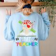 Pirate Teacher Halloween Skull Adult Women's Sweatshirt Back Print Light Blue