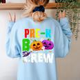 Pre K Boo Crew Halloween Costume Teachers Kids Women's Sweatshirt Back Print Light Blue Pre K Boo Crew Halloween Costume Teachers Kids Women's Sweatshirt Back Print Light Blue