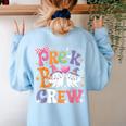 Pre-K Boo Crew Pre-K Teacher Student Kids Halloween Women's Sweatshirt Back Print Light Blue Pre-K Boo Crew Pre-K Teacher Student Kids Halloween Women's Sweatshirt Back Print Light Blue