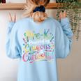 Pre-K Crayons & Curiosity Preschool Teachers Life Tie Dye Women's Sweatshirt Back Print Light Blue