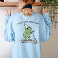 Pre K Grade Teacher Frog Back To School Preschool Women's Sweatshirt Back Print Light Blue