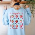 Pre K Is My Jam Teacher Team Crew Preschool Cute Strawberry Women's Sweatshirt Back Print Light Blue Pre K Is My Jam Teacher Team Crew Preschool Cute Strawberry Women's Sweatshirt Back Print Light Blue
