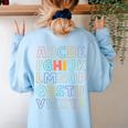 Pre K Kindergarten Hi Alphabet Back To School Teachers Men Women Girls Kids Women's Sweatshirt Back Print Light Blue