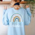 Pre-K Teacher Leopard Boho Rainbow Back To School Women's Sweatshirt Back Print Light Blue Pre-K Teacher Leopard Boho Rainbow Back To School Women's Sweatshirt Back Print Light Blue