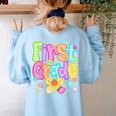Preppy First Grade Back To School 1st Grade Teacher Girl Kid Women's Sweatshirt Back Print Light Blue Preppy First Grade Back To School 1st Grade Teacher Girl Kid Women's Sweatshirt Back Print Light Blue