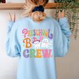 Preschool Boo Crew Preschool Teacher Student Halloween Women's Sweatshirt Back Print Light Blue