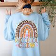 Preschool Crew Cute Leopard Rainbow Back To School Teachers Women's Sweatshirt Back Print Light Blue Preschool Crew Cute Leopard Rainbow Back To School Teachers Women's Sweatshirt Back Print Light Blue