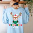 Preschool Crew Xmas Reindeer Teacher Student Christmas Women's Sweatshirt Back Print Light Blue