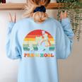 Preschool Panda Back To School Teacher Student Women's Sweatshirt Back Print Light Blue Preschool Panda Back To School Teacher Student Women's Sweatshirt Back Print Light Blue