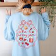 Preschool Pre-K Is My Jam Strawberry Girl Teacher Kids Women's Sweatshirt Back Print Light Blue