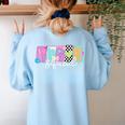 Preschool Squad Team Pre-K Crew Back To School Teacher Women's Sweatshirt Back Print Light Blue