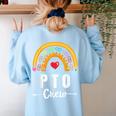 PTO Crew Parent School Volunteer Board Mom Parent Teacher Women's Sweatshirt Back Print Light Blue