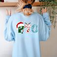 PTO Santa Hat Reindeer Parent Teacher Organization Christmas Women's Sweatshirt Back Print Light Blue PTO Santa Hat Reindeer Parent Teacher Organization Christmas Women's Sweatshirt Back Print Light Blue