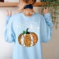 Pumpkin Music Teacher Halloween Fall Music Notes Autumn Women's Sweatshirt Back Print Light Blue Pumpkin Music Teacher Halloween Fall Music Notes Autumn Women's Sweatshirt Back Print Light Blue