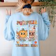 Pumpkin Spice Makes Teacher Nice Retro Fall Spooky Season Women's Sweatshirt Back Print Light Blue Pumpkin Spice Makes Teacher Nice Retro Fall Spooky Season Women's Sweatshirt Back Print Light Blue