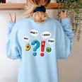 Punctuation Marks Wait What I Agree Stop English Teacher Women's Sweatshirt Back Print Light Blue Punctuation Marks Wait What I Agree Stop English Teacher Women's Sweatshirt Back Print Light Blue