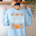 Que Pasa Calabaza Shirt Spanish Teacher Women's Sweatshirt Back Print Light Blue