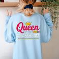 Queen Of The Classroom Teacher Women's Sweatshirt Back Print Light Blue