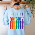Rainbow Roygbiv Kids Artist Costume Art Teacher Women's Sweatshirt Back Print Light Blue Rainbow Roygbiv Kids Artist Costume Art Teacher Women's Sweatshirt Back Print Light Blue