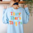 There Their They'Re English Class Grammar Joke Teacher Women's Sweatshirt Back Print Light Blue There Their They'Re English Class Grammar Joke Teacher Women's Sweatshirt Back Print Light Blue