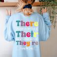 There Their They'Re English Teacher Grammar Memes Women's Sweatshirt Back Print Light Blue There Their They'Re English Teacher Grammar Memes Women's Sweatshirt Back Print Light Blue