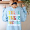 There Their They’Re Grammar Joke For English Teacher Student Women's Sweatshirt Back Print Light Blue