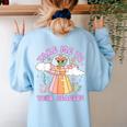 Take Me To Your Readers Alien Teacher Halloween Literacy Women's Sweatshirt Back Print Light Blue