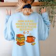 Reading 67 Meme English Teacher 6 7 Book Lover Humor Women's Sweatshirt Back Print Light Blue