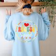 Recess Squad Crew Teachers Students Monitor Back To School Women's Sweatshirt Back Print Light Blue