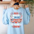 Red & Blue Teacher Crew Shirt 4th Of July Sunglasses Women's Sweatshirt Back Print Light Blue Red & Blue Teacher Crew Shirt 4th Of July Sunglasses Women's Sweatshirt Back Print Light Blue