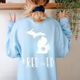 Red For Ed Michigan Teacher Public Education Women's Sweatshirt Back Print Light Blue Red For Ed Michigan Teacher Public Education Women's Sweatshirt Back Print Light Blue