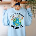 Reduce Reuse Recycle Respect Earth Day Teacher Girl Women Women's Sweatshirt Back Print Light Blue Reduce Reuse Recycle Respect Earth Day Teacher Girl Women Women's Sweatshirt Back Print Light Blue