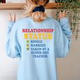 Relationship Status Single Married Hot Teacher Women's Sweatshirt Back Print Light Blue