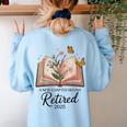Retired 2025 A New Chapter Begins Retirement Teacher Book Women's Sweatshirt Back Print Light Blue Retired 2025 A New Chapter Begins Retirement Teacher Book Women's Sweatshirt Back Print Light Blue