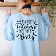 Retro The Best Teachers Are A Bit Batty Halloween Teacher Women's Sweatshirt Back Print Light Blue Retro The Best Teachers Are A Bit Batty Halloween Teacher Women's Sweatshirt Back Print Light Blue