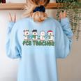 Retro Christmas Snowman FCS Teacher Family Consumer Science Women's Sweatshirt Back Print Light Blue