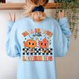 Retro Fall In Love With Learning Autumn Pumpkin Teacher Women's Sweatshirt Back Print Light Blue Retro Fall In Love With Learning Autumn Pumpkin Teacher Women's Sweatshirt Back Print Light Blue