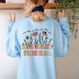 Retro Floral Assistant Principal Shirt For Teachers Day Women's Sweatshirt Back Print Light Blue