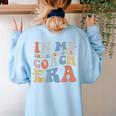 Retro Groovy In My Instructional Coach Era Teacher Women's Sweatshirt Back Print Light Blue